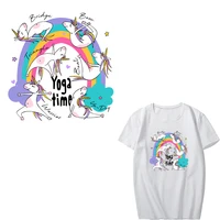 cartoon unicorn patch iron on transfers for kids clothing applique heat transfer thermo rainbow letter patch stickers on clothes