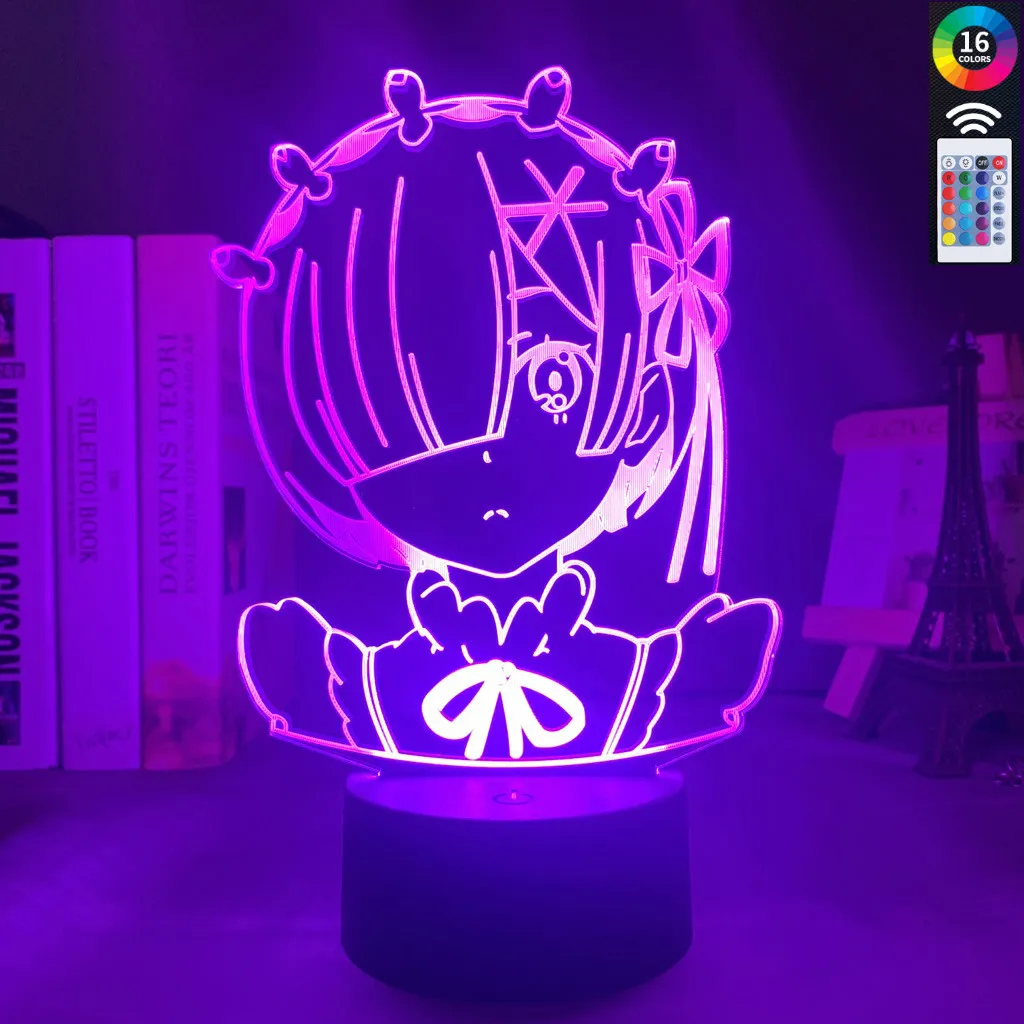 Аниме Rem Re Zero Figure Night светильник Led Touch Sensor изменение цвета Детский для украшения