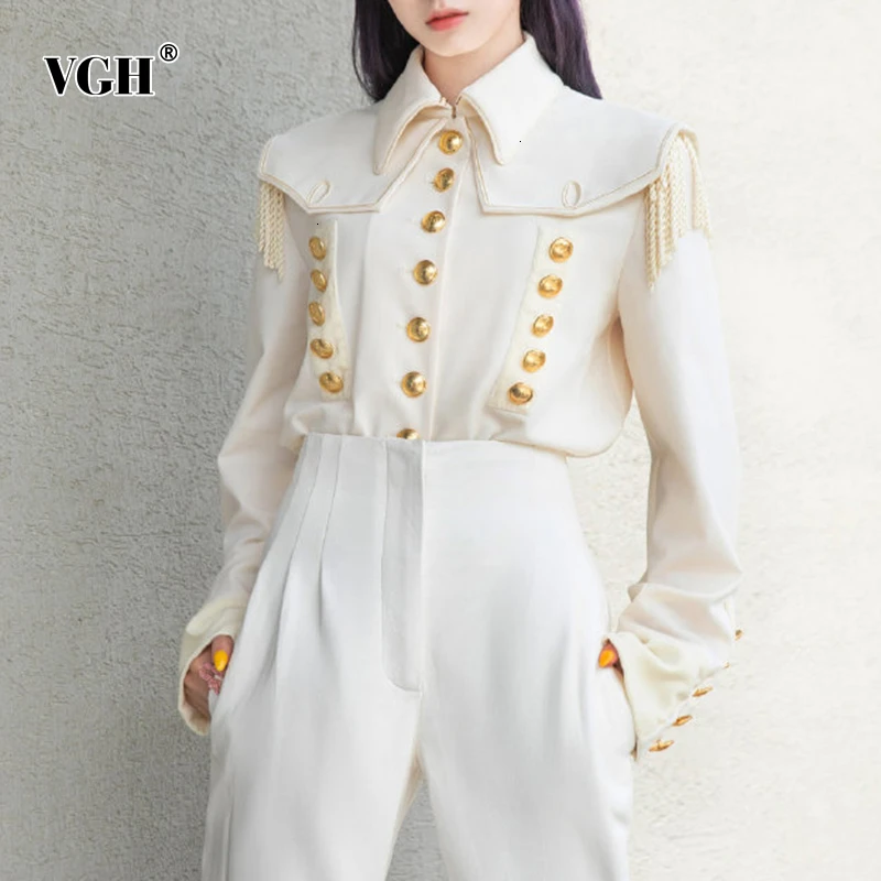 Женская винтажная блузка с бахромой VGH Повседневная Свободная отложным