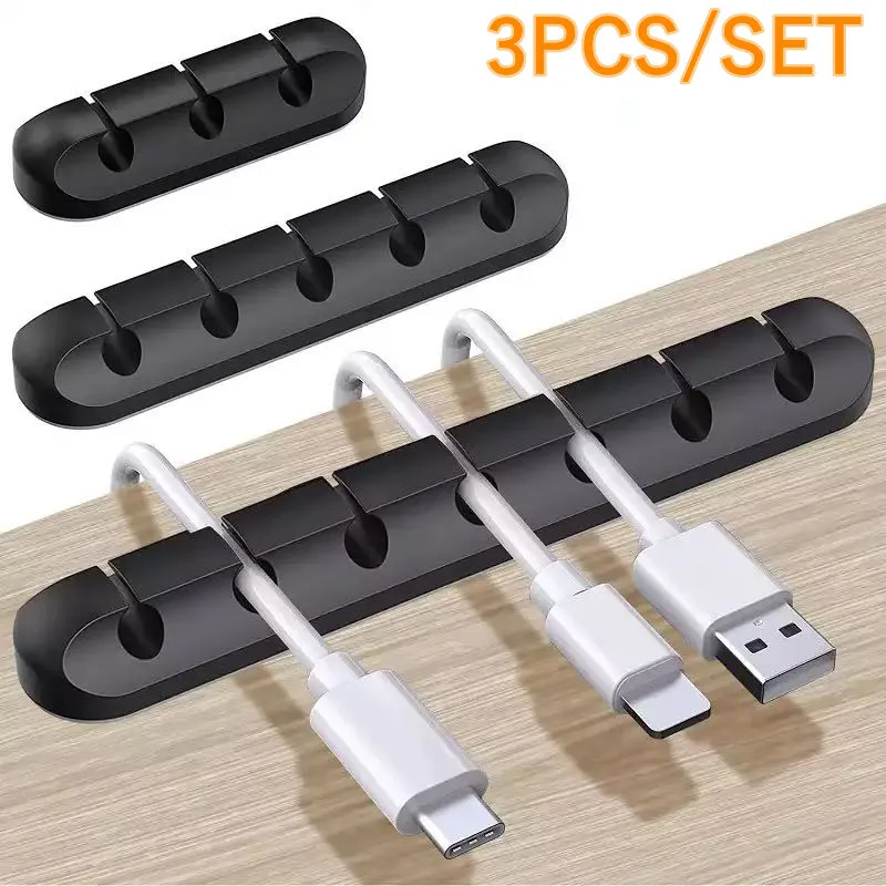 

Cheap USB Cable Organizer Wire Winder Silicone Tie Fixer Wire Management organizador Cord Clip Desktop Phone Cables holder
