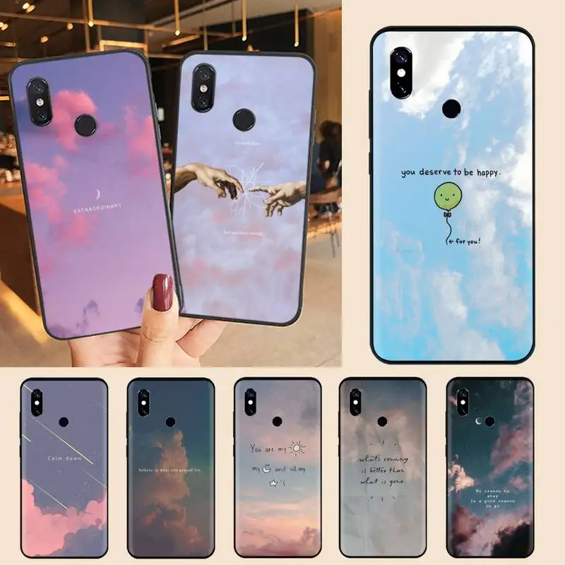 

Sky inspirational quotes text art Phone Case For Xiaomi Redmi note 7 8 9 11 t s 10 A pro lite funda shell coque cover