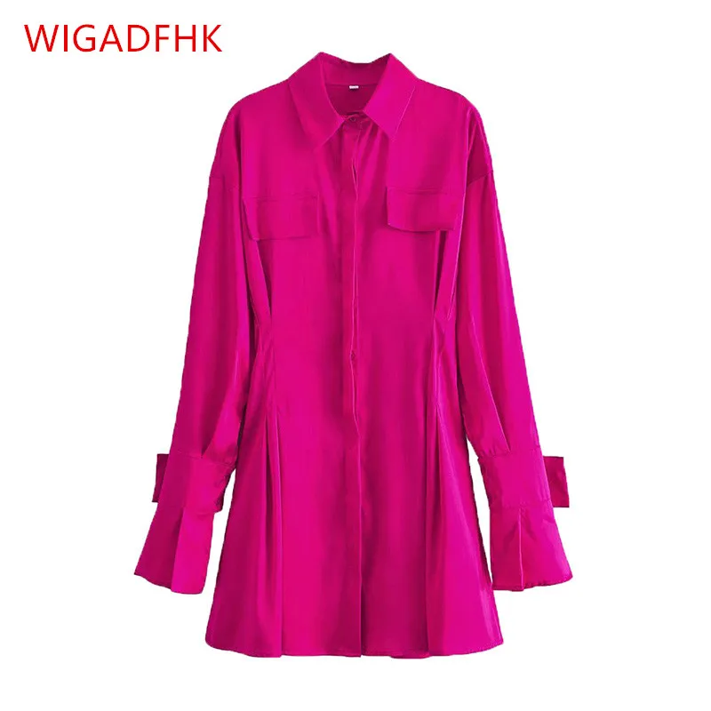 

Модная одежда в европейском и американском стиле 2021, элегантные офисные женские ретро платья с отворотами и длинными рукавами, тонкое однот...