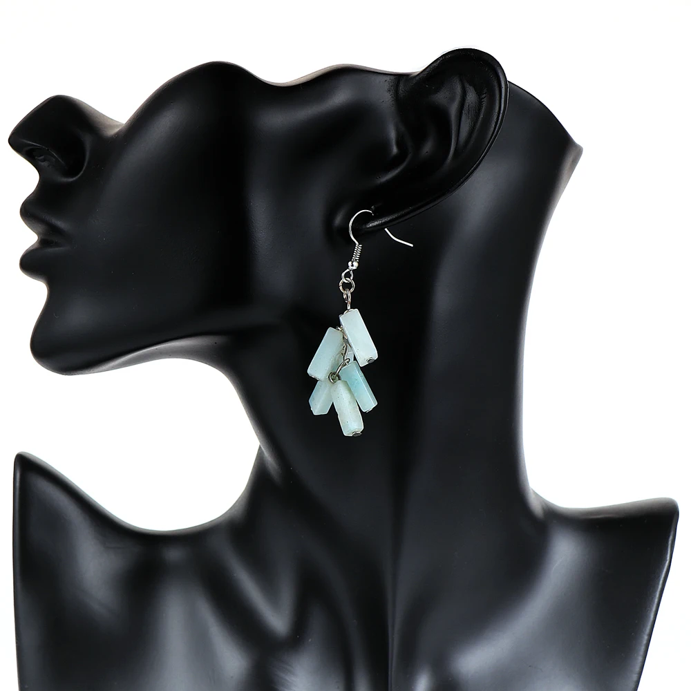 

New Design Tube Natural Stone Drop Earring Women Girls Unique Tassel Statement Dangle Earrings Fashion Female Ear Accessories