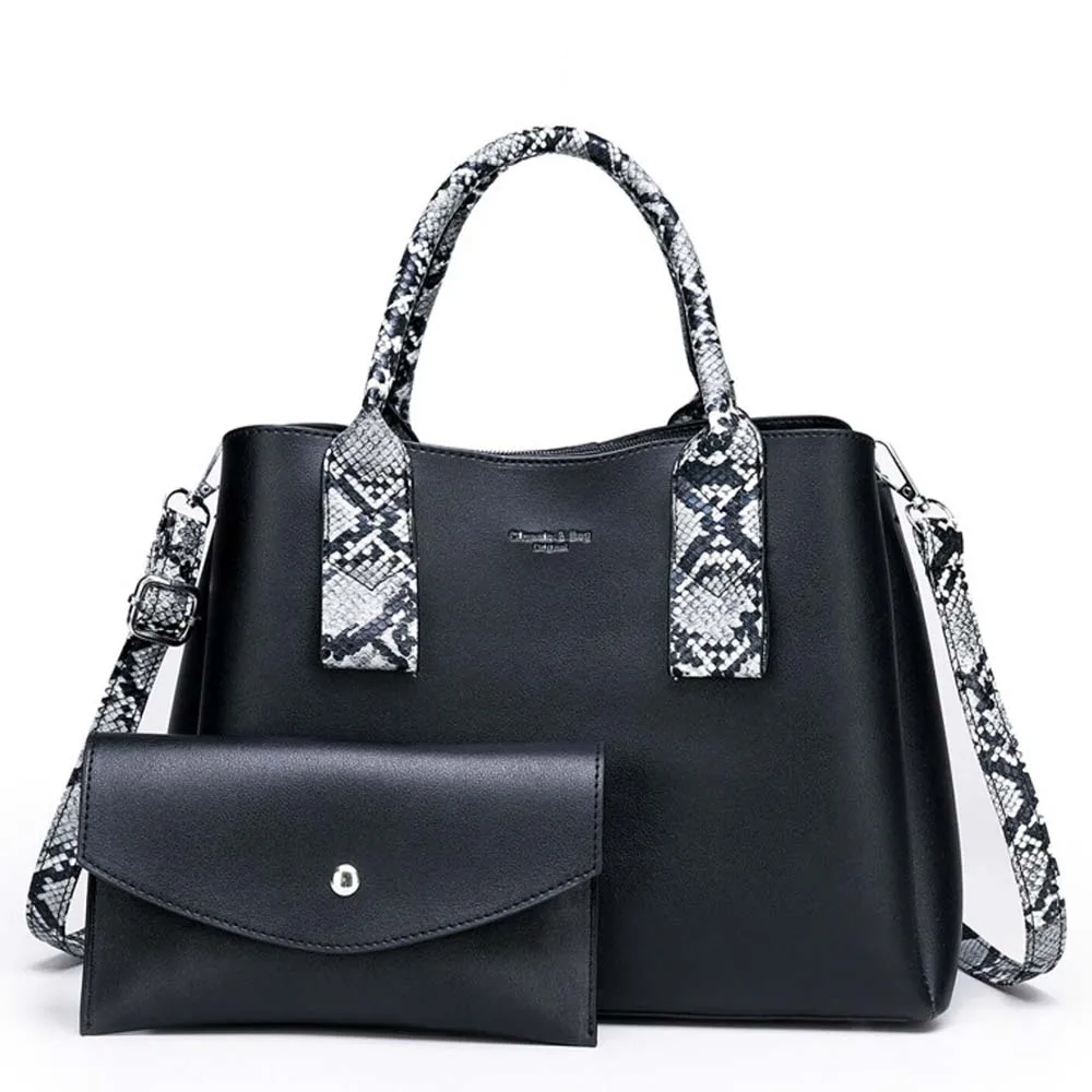 

Роскошные сумки, 2 шт., женская сумка, новый стиль, кожаная сумка через плечо со змеиным принтом, дизайнерская сумка-мессенджер для женщин