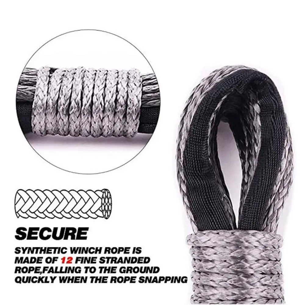 

7700lbs Electric Winch Rope Nylon Rope High Strength Fiber Rope 6mmx15m Car Tow Rope Tow Strap
