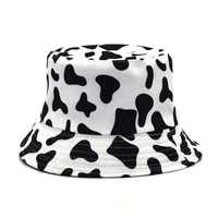 new fashion reversible black white cow pattern bucket hats foldable panama hat fisherman caps for men women gorras summer caps