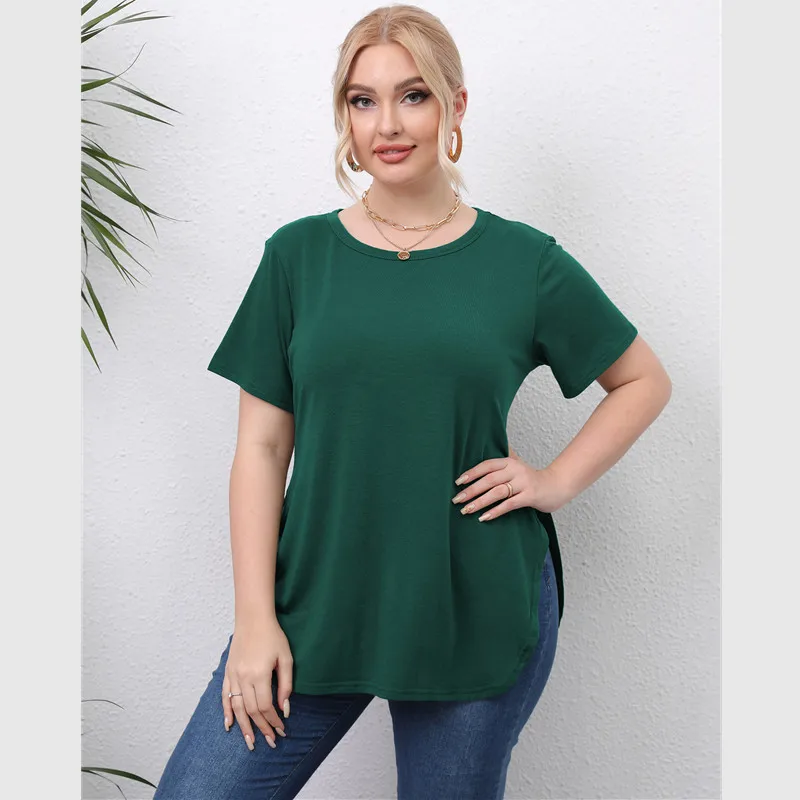 

Женская футболка с коротким рукавом и круглым вырезом, размеры до 4XL