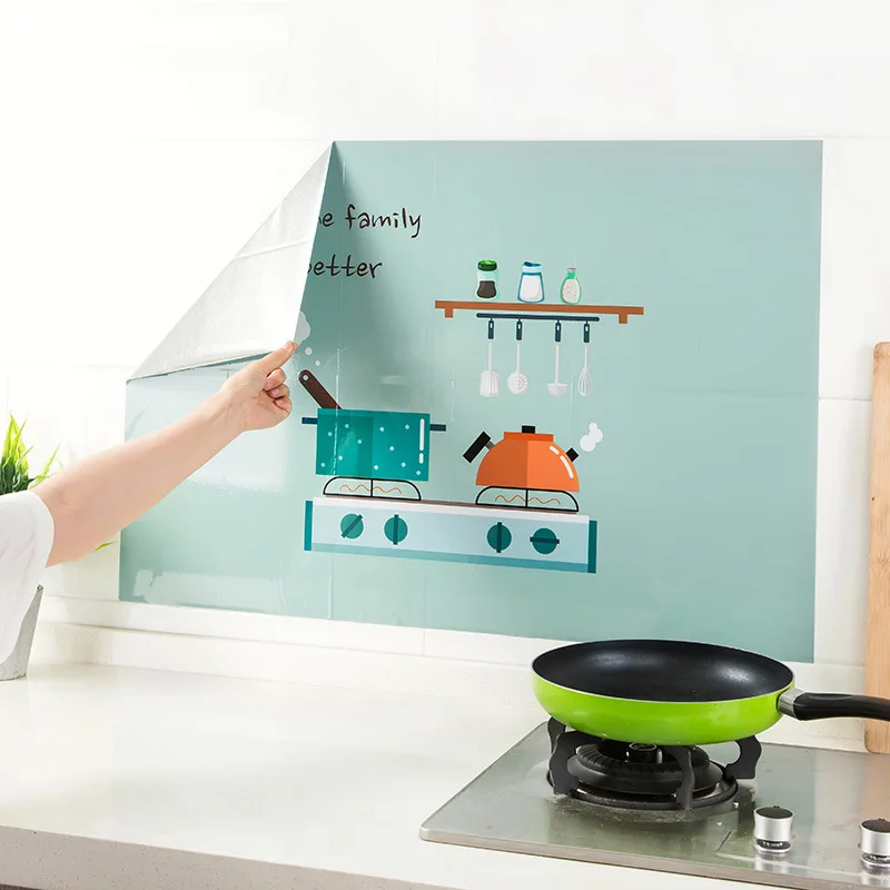 

Kitchen Range Hood Simple Cartoon Oil-Proof Sticker Thickened Stove Top High Waterproof Moisture-Proof Wall Sticker