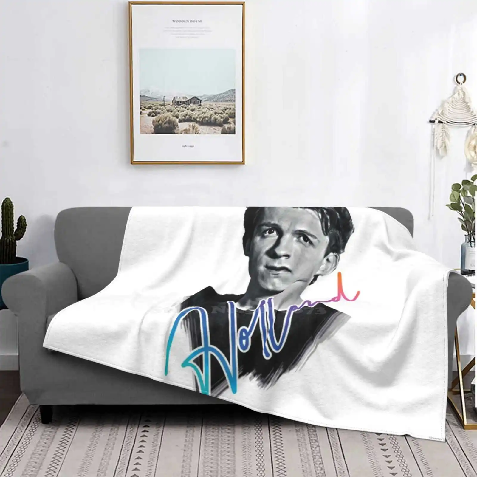 

Manta de franela de Tom Holland, nueva manta de franela de ocio a la moda, cara artística de Tom Holland, Cara de abanico barata