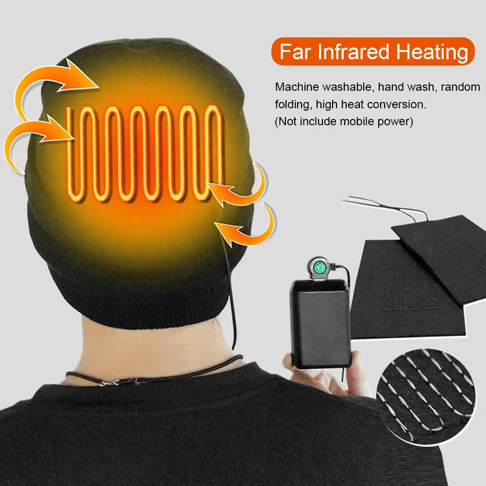 

Outdoor Ski Heated Hat Warm Knit Breathable Electric Heating Cap Knitted Hat Men And Women Sports Cap For Outdoor Riding Winter