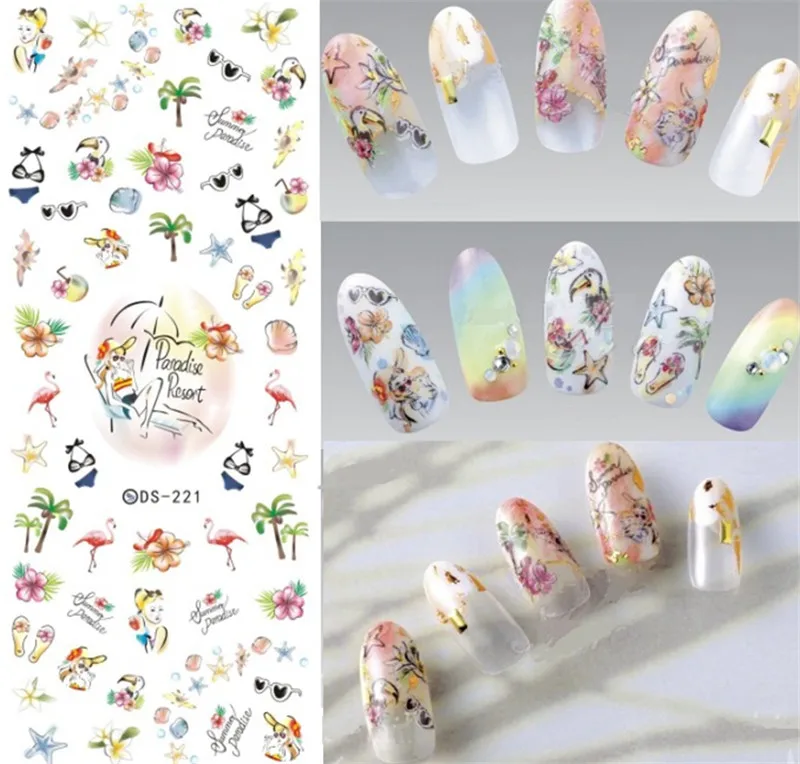 1 лист DIY переводные наклейки для ногтей с водой райские каникулы водяные маникюр