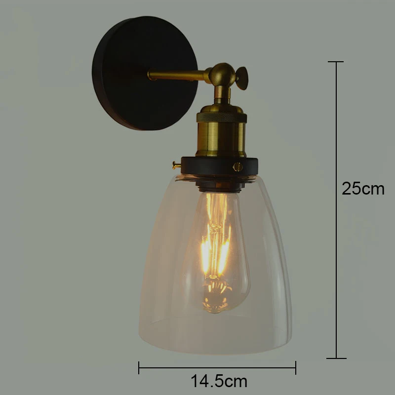

Adjustable Vintage Wall Lamp Led Clear Glass Wall Lights Retro Wall Sconce Bedroom Living Room Lights Stairs Corridor Aisle E27