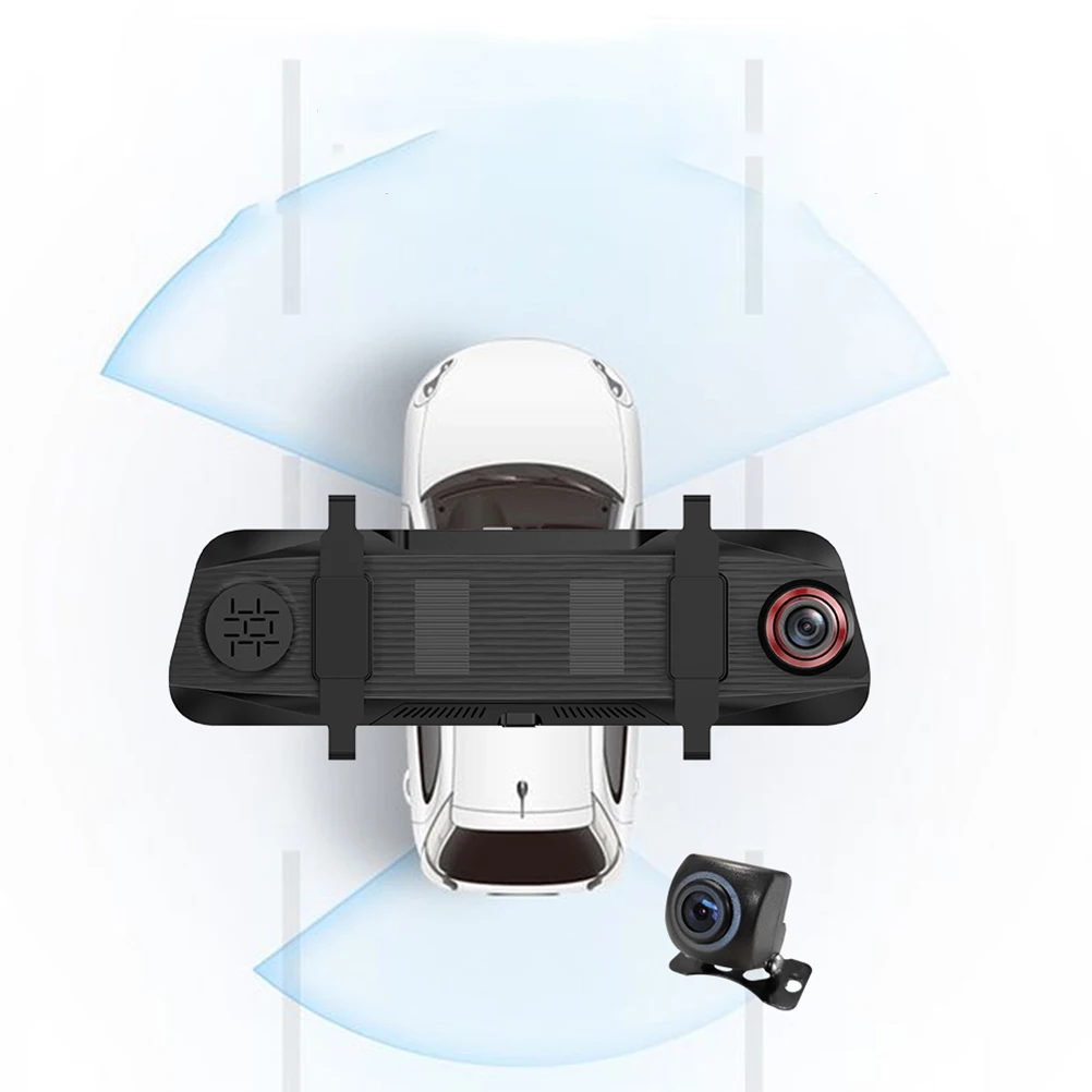 9.66 Inches 1080P Car Camera Recorder Rear Mirror DVR Camcorder Wide Angle Vehicle View Backup |