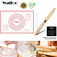 walfos 40x60cm non stick silicone baking mats pad 20 inch wooden rolling pin set cake baking pastry tools kitchen accessories