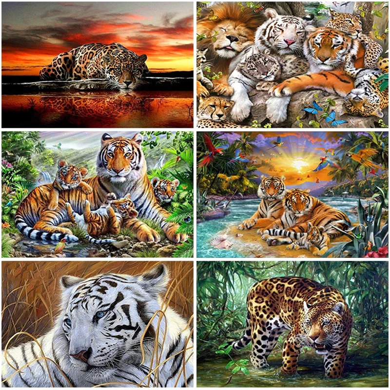 

5D DIY Diamond Painting Elephant Tiger Wall Art Diamond Embroidery Cross Stitch Mosaic Colorful Animal Room Home Decor Gift