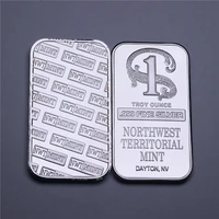 1oz silver plated metal bar northwest territorial mint art crafts bullion bar for collection