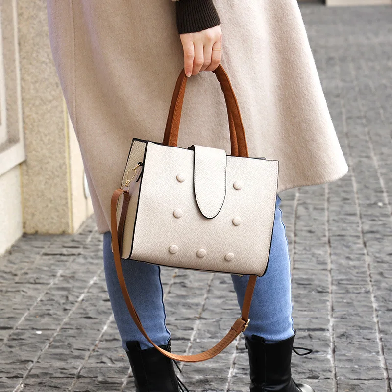 

Women's Bag 2021 New Fashion Fashion Vintage Bag round Buckle Fashion Simple Handbag Shoulder Bag Women's Messenger Bag