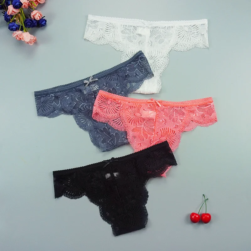 

Стринги женские кружевные прозрачные с низкой талией, 6 шт./лот, M-XXL