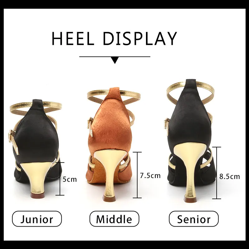 SWDZM Hot Women Latin Dance Shoes Salsa Cha Cha Ballroom Dancing Shoes Tango Dance Shoes For Ladies Girls Heeled 5/7/8.5cm
