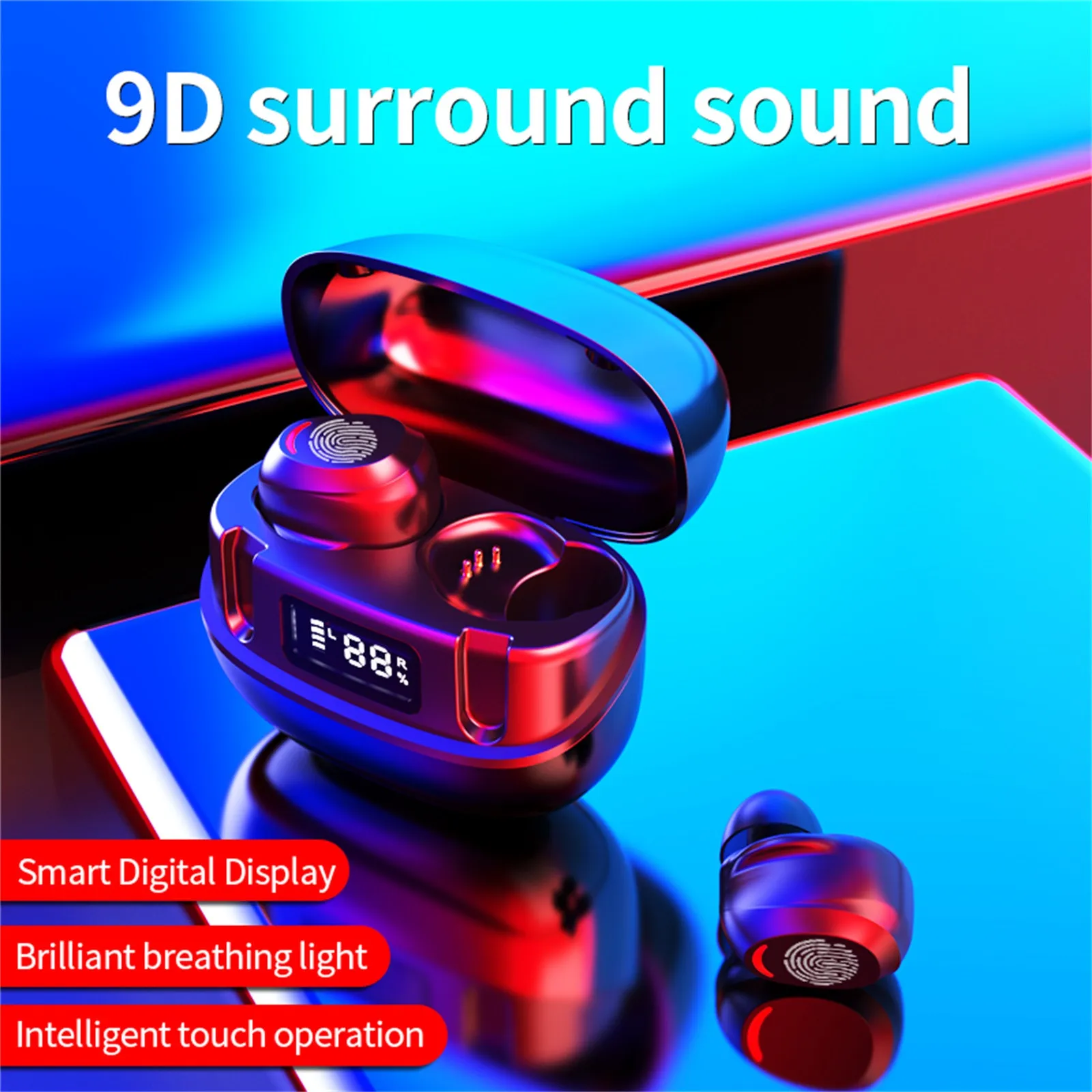 

U6 TWS Wireless Bluetooth Earphones Earbuds LED Display Charging box WithMic U6 TWS Headset Headphone For Xiaomi for all phones