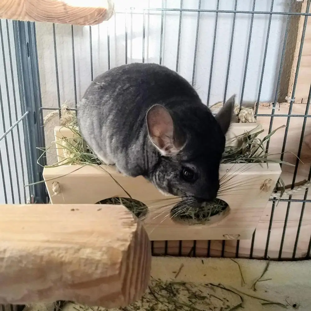 Маленький Домашний хомяк кролик деревянная кормушка для сена держатель