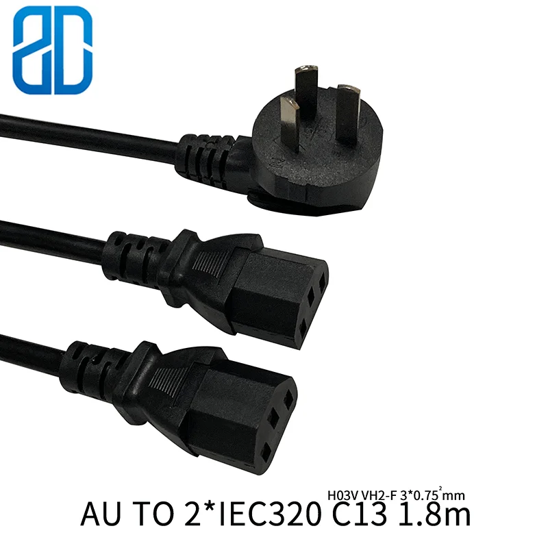 1.8M 3*0.75mm Australia - 2* C13 Power Extension Cable Cord New Zealand Plug TO IEC320 For Lead Laptop Charger LCD TV | Электроника