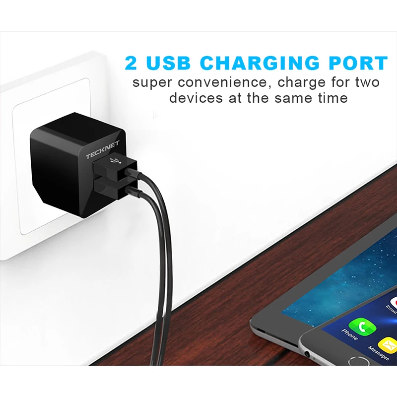 TeckNet 10 5 Вт USB зарядное устройство адаптер для iPhone 6s 7 8 xiaomi huawei вилка США складной 2