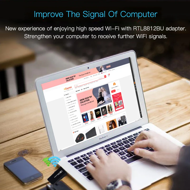 

1200Mbps USB 3.0 Dual Band Wifi Adapter 5G/2.4G 802.11AC RTL8812BU Wi-Fi Dongle Wlan Network Card For Laptop Desktop Windows MAC