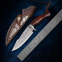 turen vg10 damascus steel hunting knife camping knife outdoor survival tools fixed blade knives with sheath collection