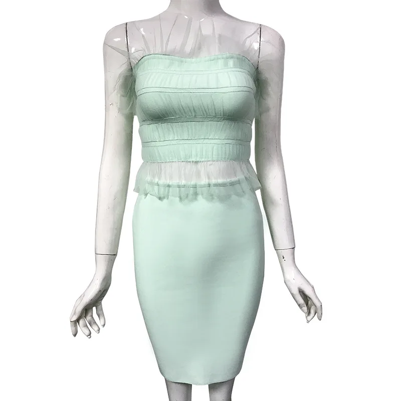 

Summer Robe bandage dress Women Strapless Sheath Sleeveless Hollow Out Stage Dj Elegant Party Evening Club Dresses vestido