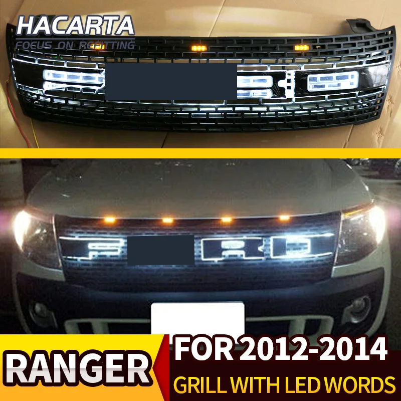 Для ford ranger T6 светодиодный гриль ABS Черная передняя решетка подходит для ford ranger wildtrak 2012- пикап ranger декоративная решетка