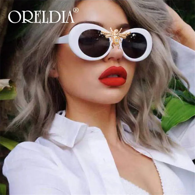 Солнцезащитные очки в стиле ретро UV400 женские овальные модные солнечные кошачий