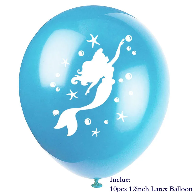 10pcs Latex Balloon 1 комплект шаров с изображением русалки, детские украшения на день рождения, фиолетовые, синие воздушные шары конфетти, шарики для свадьбы, товары для душа - Цвет: 10pcs Latex Balloon