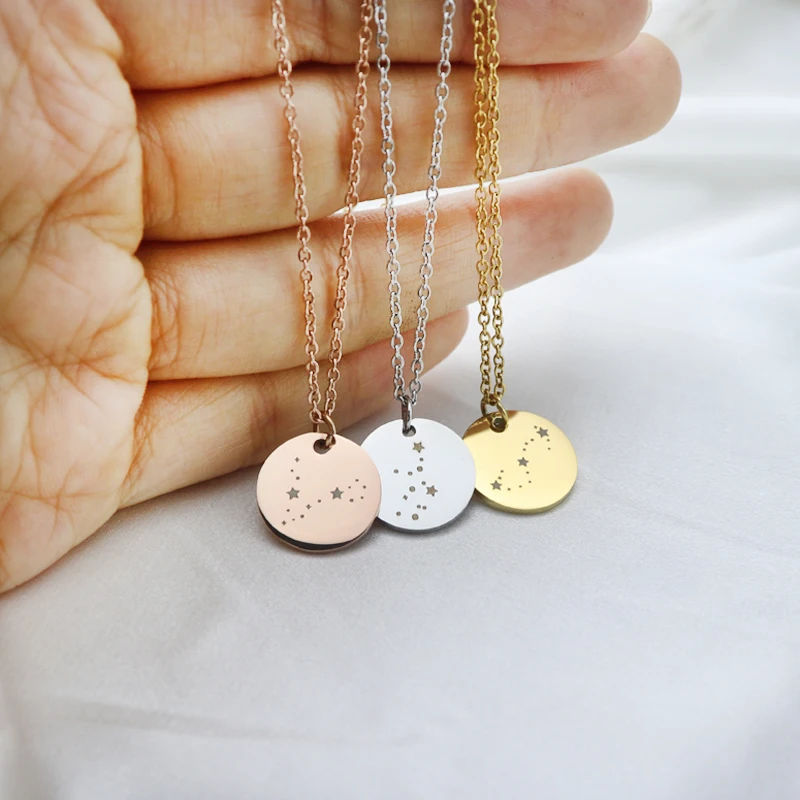 

Зодиака созвездие ожерелье ювелирные изделия со знаками Зодиака пользовательские Астрология Знак диск монета ожерелье с подвеской в виде ...