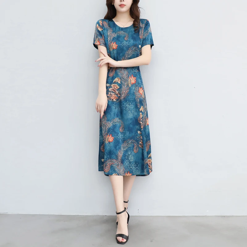 Women Summer Casual Short Sleeve Long Dress Boho Floral Print Slim Party Fashion Sexy Dresses Vestidos Plus Size 4XL | Женская одежда