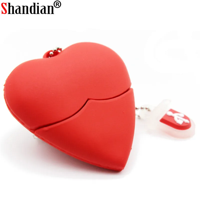 

Cartoon Love Heart Style USB 2.0 Flash Drive 4GB 8GB 16GB 32GB 64GB 128 Pen Drives Gifts Key Chain Memory Stick Wholesale U Disk