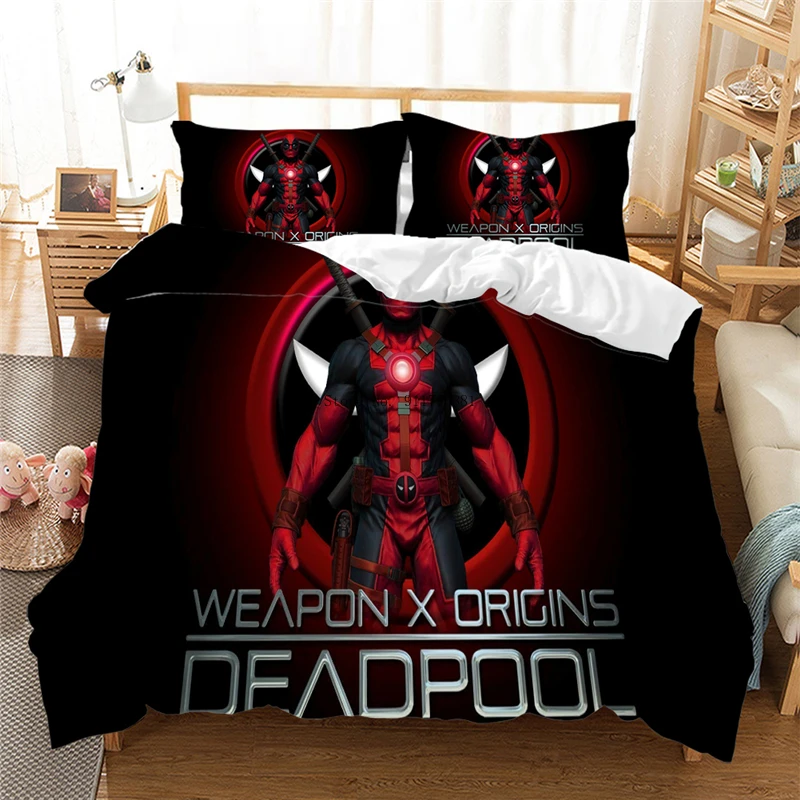 

Home Textile Disney Deadpool Series Patterned Bedding Set Comfortable Duvet Quilt Cover Pillowcase Boys Bedroom Decoration