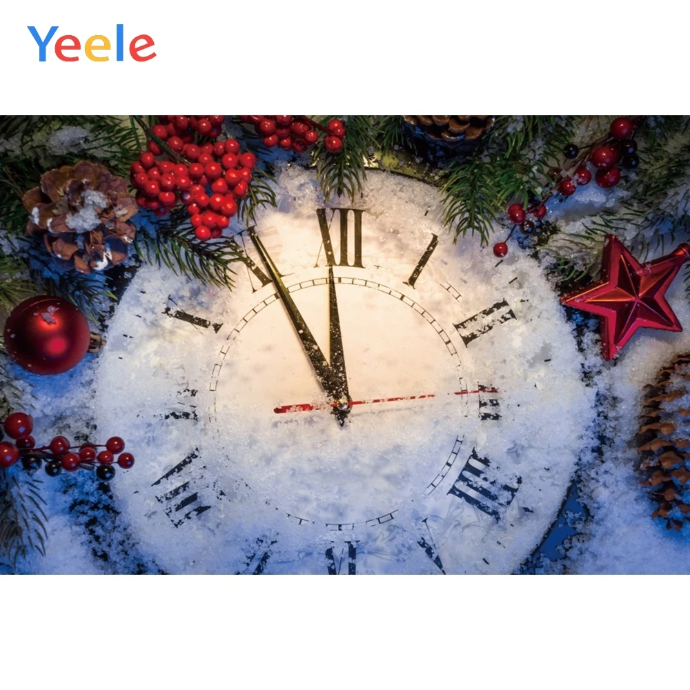 Рождественский фон Yeele с изображением снега сосны часов новорожденных детей