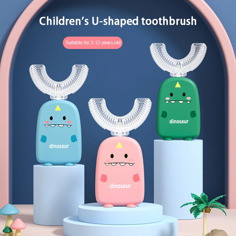 

Manual/Electric U Shaped Toothbrush Soft Silicone Brush Head U Shaped Toothbrush 360° Oral Teeth Cleaning for Toddlers Kids