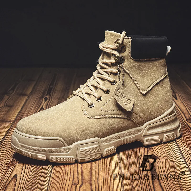 Мужские кожаные ботинки со шнуровкой Черные Водонепроницаемые легкие кроссовки