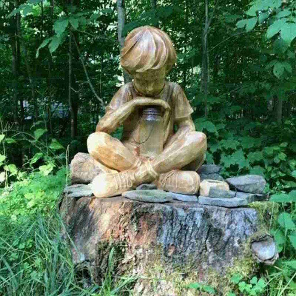 

God Boy Sculpture Light Decorative Ornament Figurine Statue Garden Adornment
