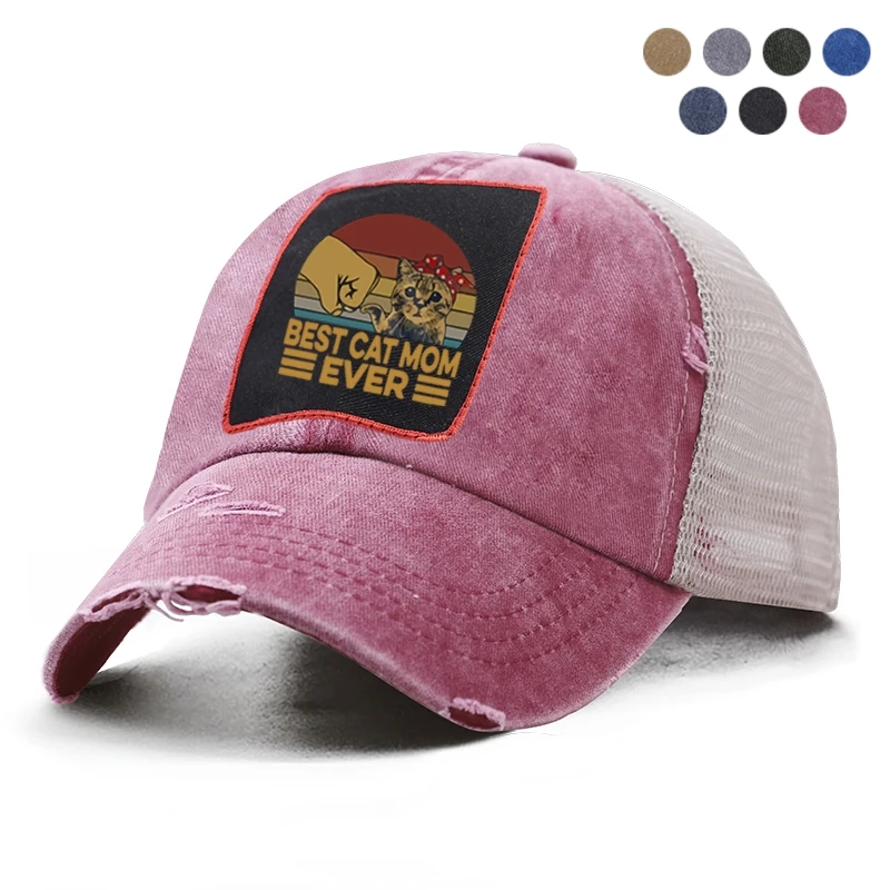 Забавная лучшая сетчатая Кепка с изображением кошки мамы когда либо бейсбольная