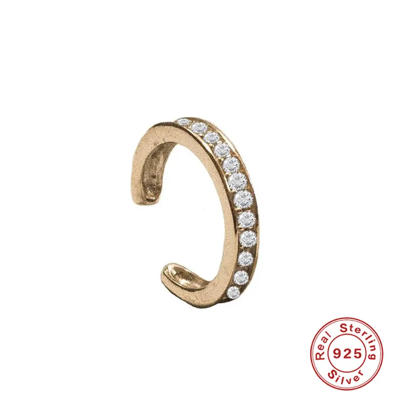 Real 925 Silver Earrings For Women Gold Small Girl Gift No Piercing Earring Punk Female Zircon Stone aretes R5 | Украшения и