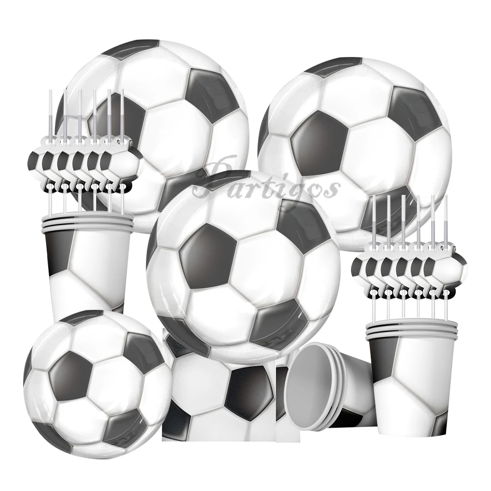 Футбольная тема шар гирлянда вечерние Декор посуда бумажные тарелки и стаканы