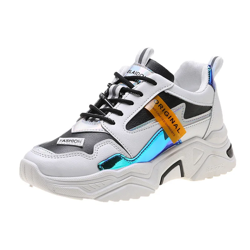 

2021 New Spring Fashion Women Shoes Color Matching Luminous Non-slip Sneakers Lace-up Comfortable Breathable Women Casual Shoes
