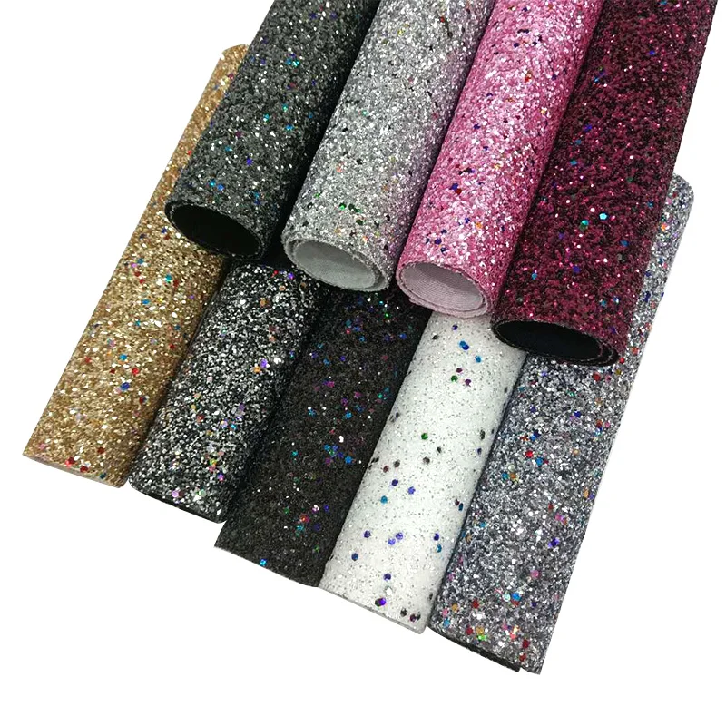 

A4x6 Sequin Dark Color Chunky Glitter Faux PU Leather Fabric for Making Shoe/Hair Bow/DIY Accessories/Belt/Decorative