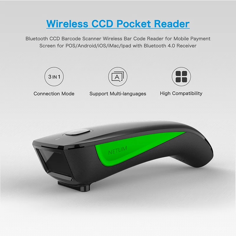 Сканер штрих-кода NETUM C740 беспроводной сканер 1D CCD USB Bluetooth карманный считыватель IOS