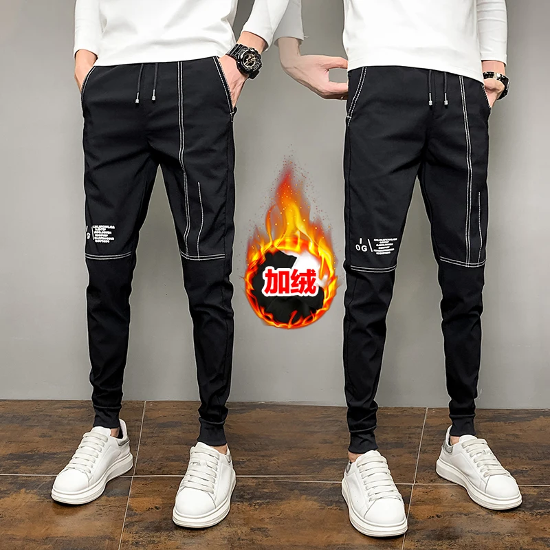 

Autumn Winter Thick Warm Stretched Harem Pants Men Clothing Simple Slim Fit Casual Joggers Trousers Hip Hop Streetwear All Match