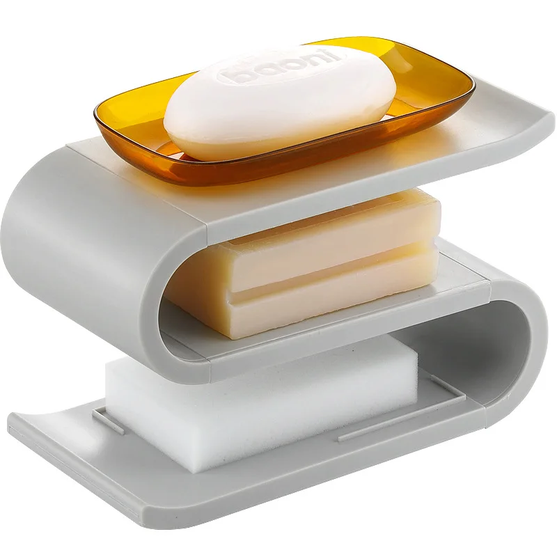 

Wall Mounted Creative 3-Layer Soap Box Sponge Holder Drainage Storage Rack Strong Seamless Stickers Punch Free Bathroom Items