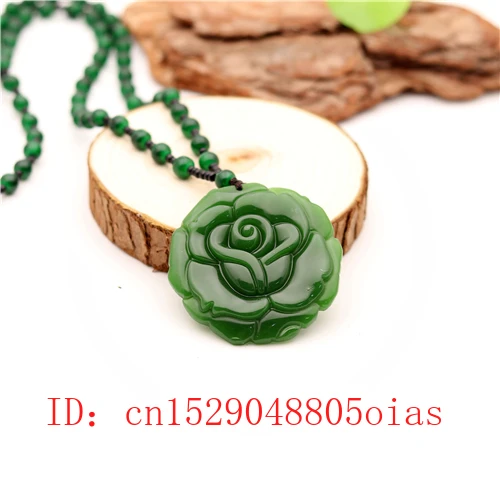 Натуральная Зеленая китайская Нефритовая Роза подвеска бусины ожерелье модные